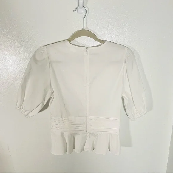 NEW Veronica Beard Arvilla Top White Criss Cross Preppy Coastal Modest Peplum - Picture 4 of 8